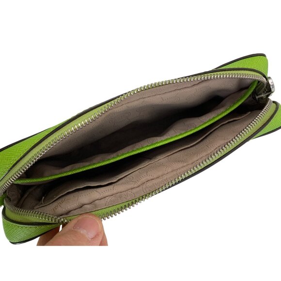 Michael Kors Green Saffiano Leather Crossbody Bag 9"x6"x2" GUC 8779 - Picture 10 of 11